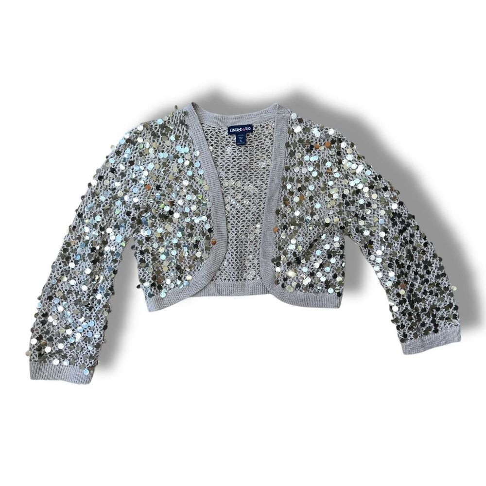Limited Too Silver Sequin Knit Cardigan